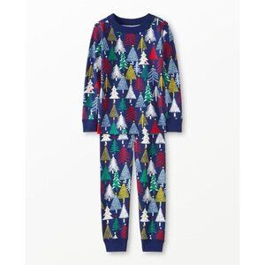 Hanna Andersson Holiday Long John Pajamas Set Winter Christmas Trees Toddler 2T